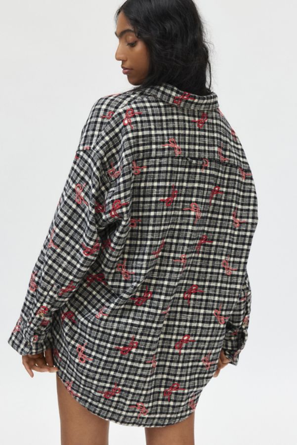 Slide View: 4: BDG Dani Embroidered Oversized Flannel Shirt