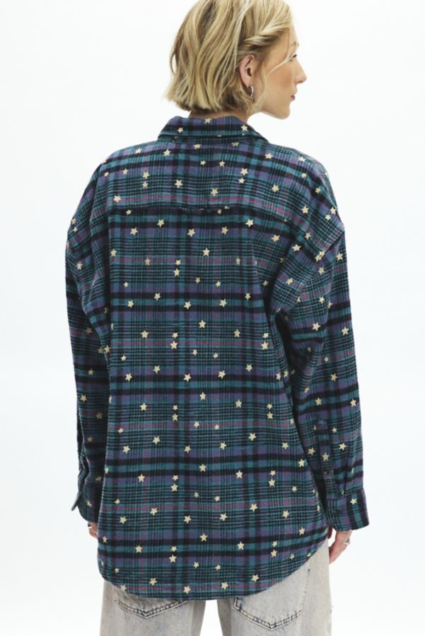 Slide View: 4: BDG Dani Embroidered Oversized Flannel Shirt