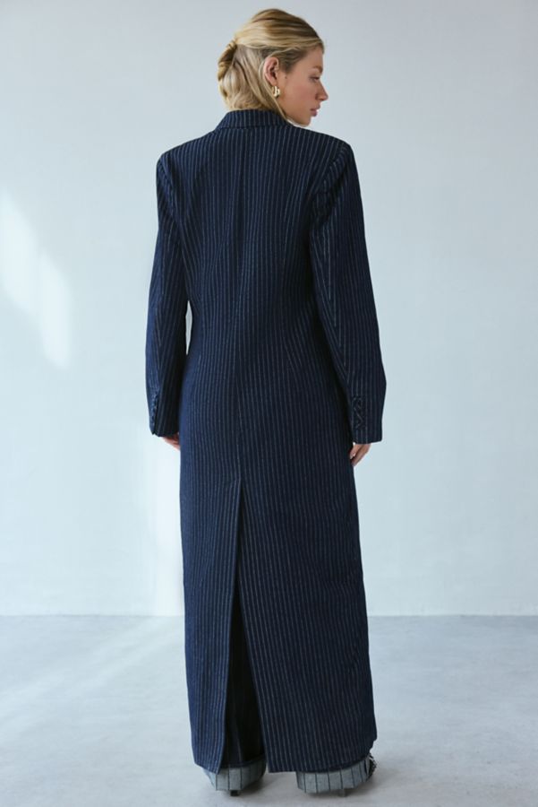 Slide View: 4: AFRM Quinn Pinstripe Denim Longline Blazer