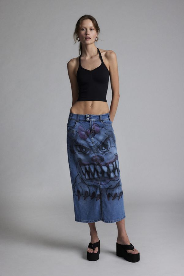 Slide View: 1: Loyal Pup Remade Custom Denim Midi Skirt