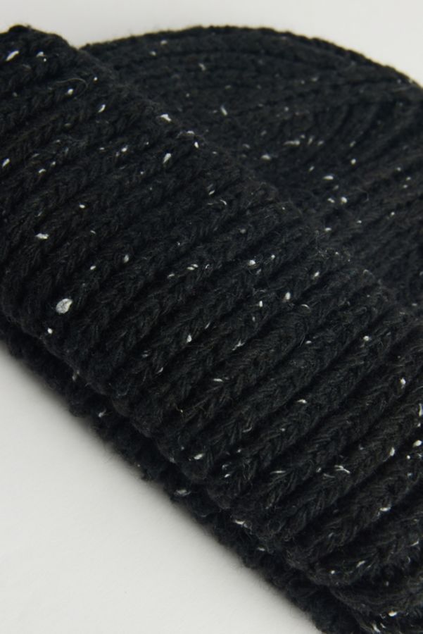 Slide View: 3: Marled Wool Short Roll Ribbed Knit Beanie