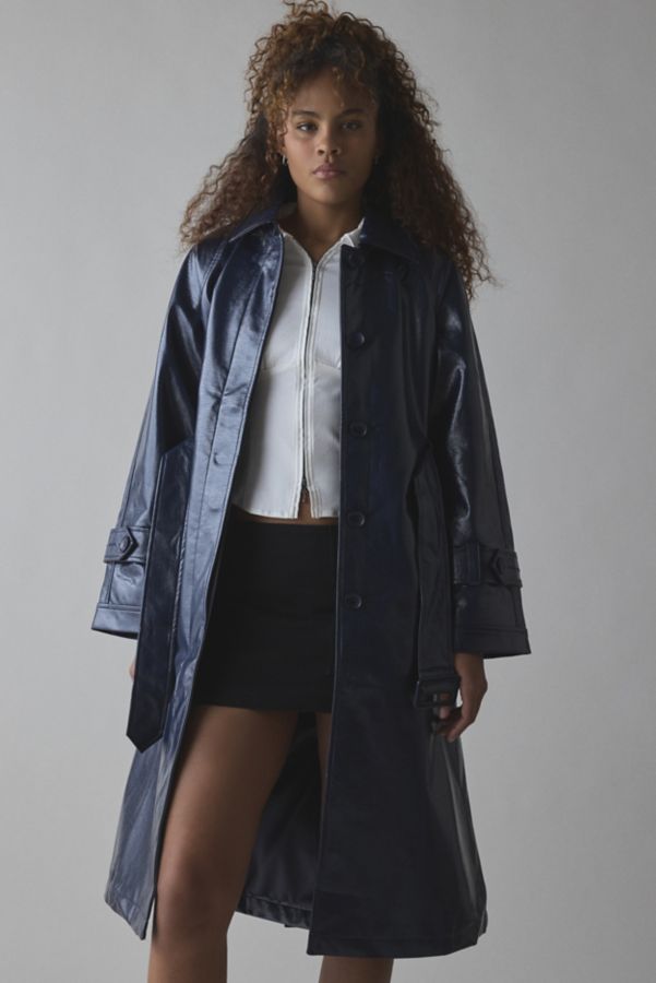 Slide View: 3: Hosbjerg Ray Tori Faux Leather Trench Coat