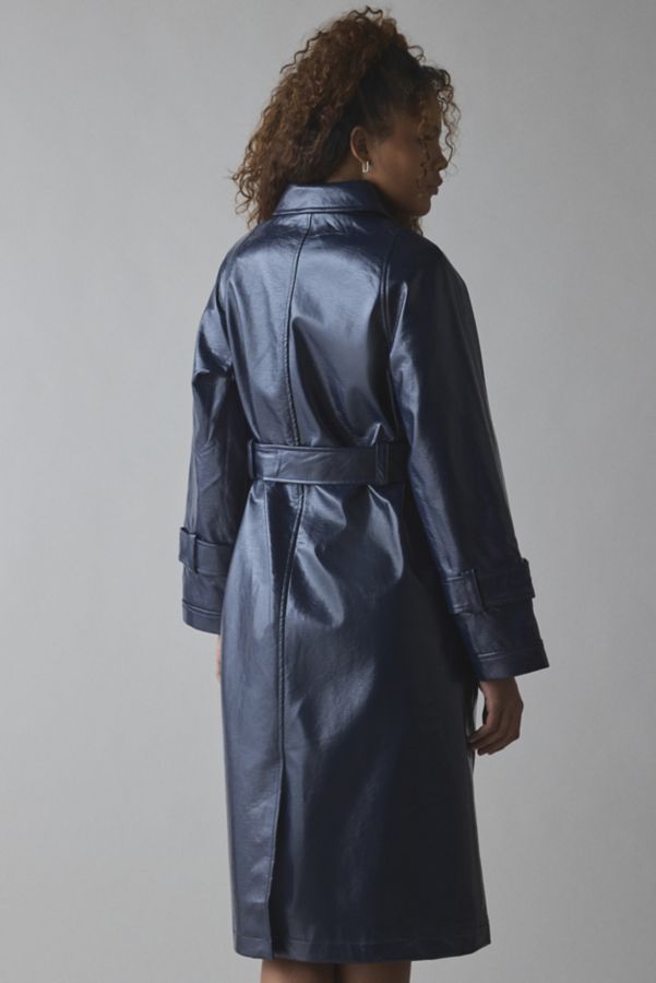 Slide View: 4: Hosbjerg Ray Tori Faux Leather Trench Coat