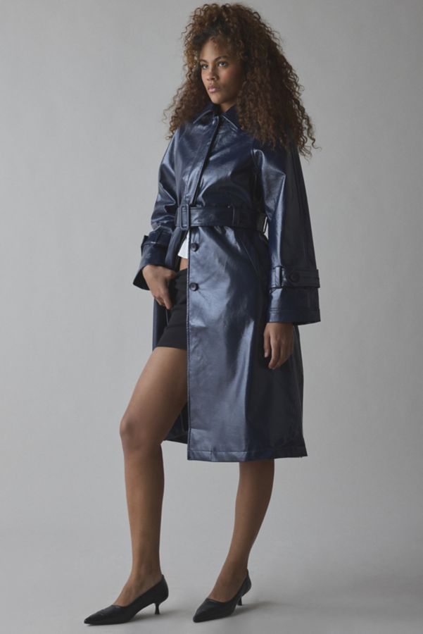 Slide View: 1: Hosbjerg Ray Tori Faux Leather Trench Coat