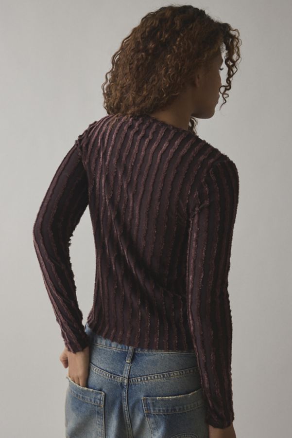 Slide View: 3: Hosbjerg Roberta Fringe Knit Long Sleeve Top