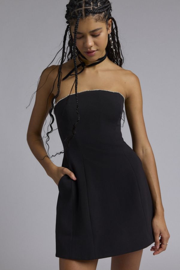 Slide View: 1: Bardot Karoline Hourglass Diamante Trim Strapless Mini Dress