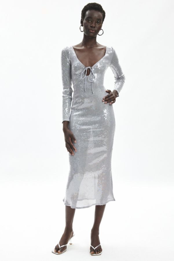 Slide View: 1: Bardot Verona Sequin Long Sleeve Maxi Dress