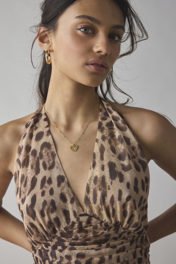 Slide View: 3: Bardot Mave Leopard Print Halter Neck Mini Dress