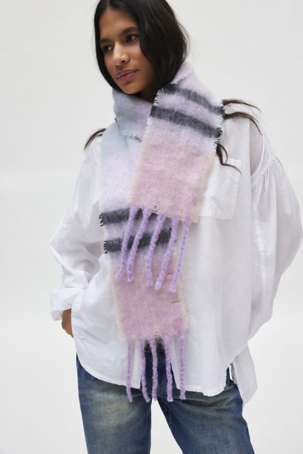 Slide View: 1: Skinny Fuzzy Woven Scarf