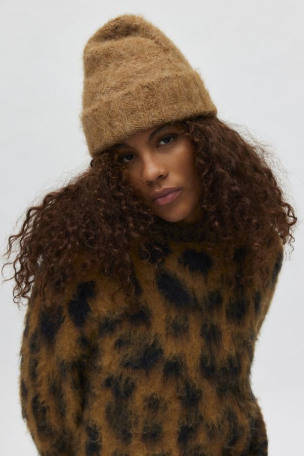 Slide View: 1: Brushed Cable Knit Beanie