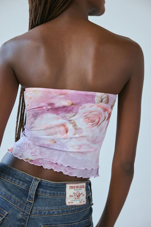 Slide View: 2: Silence + Noise Kori Printed Mesh Tube Top