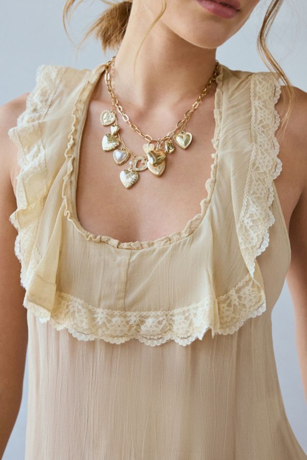 Slide View: 2: Ecote Lacey Sheer Ruffle Trim Halter Top