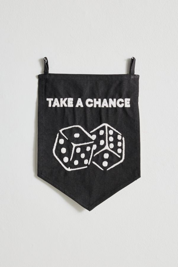 Slide View: 2: Take A Chance Embroidered Flag Tapestry