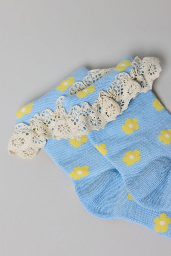 Slide View: 4: Printed Ruffle Foldover Sock