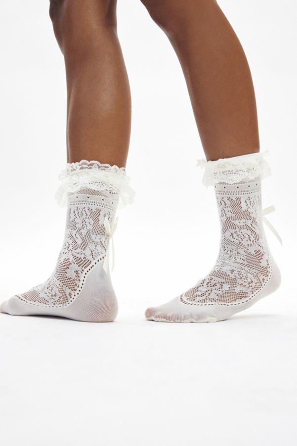 Slide View: 2: Chaussettes en Dentelle Volants & Noeuds