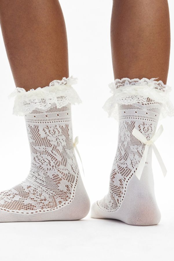 Slide View: 3: Chaussettes en Dentelle Volants & Noeuds