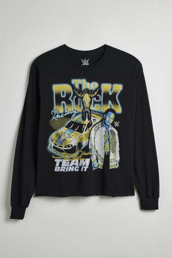 Slide View: 1: WWE The Rock Graphic Cropped Long Sleeve Tee