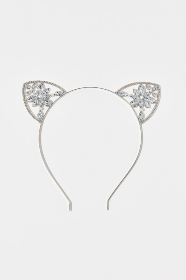 Slide View: 1: Rhinestone Cat Ears Headband