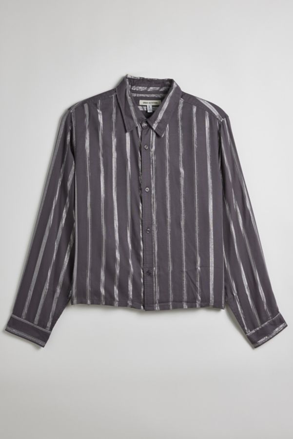 Slide View: 2: UO Shiny Striped Party Button-Down Shirt