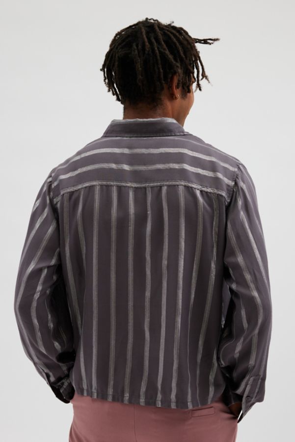 Slide View: 3: UO Shiny Striped Party Button-Down Shirt