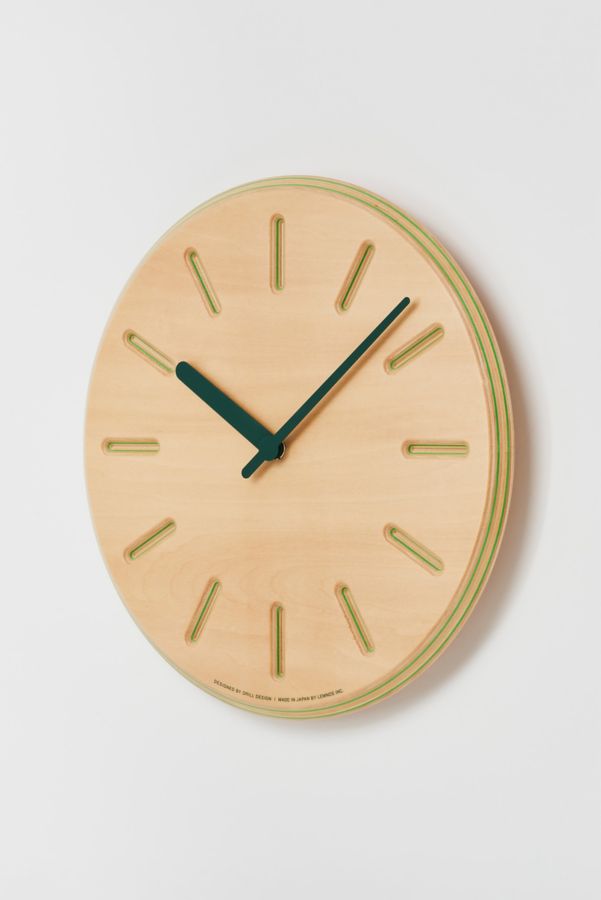 Slide View: 3: Lemnos Paper-Wood Line Wall Clock