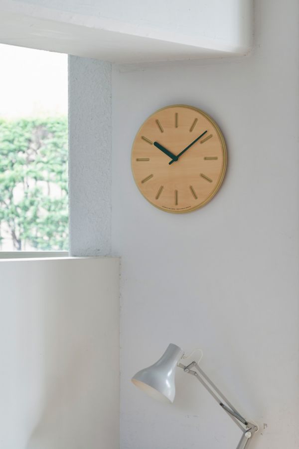 Slide View: 1: Lemnos Paper-Wood Line Wall Clock