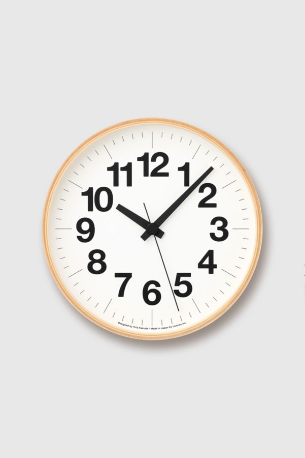 Slide View: 3: Lemnos Numbers Wooden Wall Clock