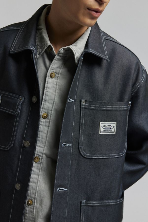 Slide View: 1: GUESS ORIGINALS Metallic Denim Chore Jacket