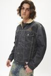 Thumbnail View 1: GUESS ORIGINALS Washed Denim Printed Nylon Trucker Jacket