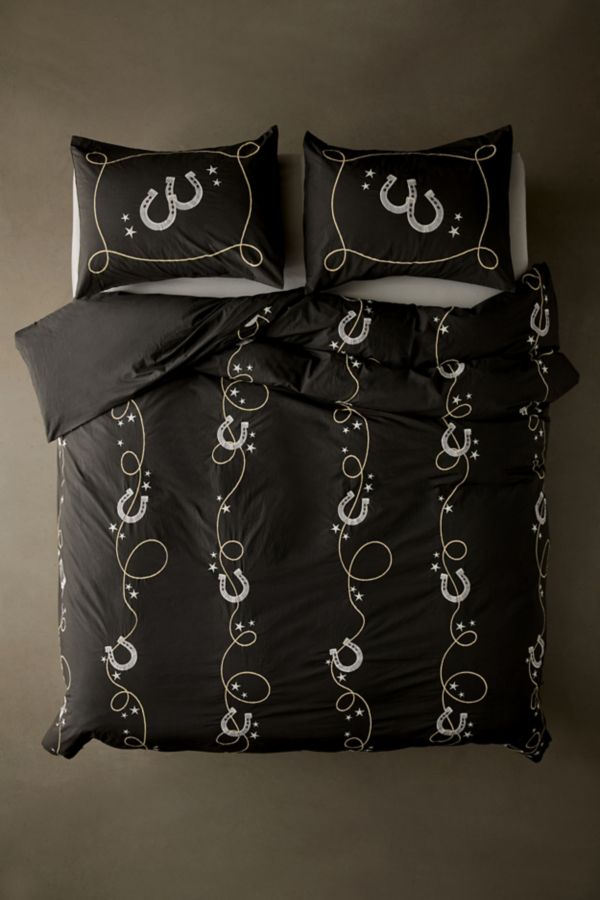 Slide View: 2: Jolene Horseshoe Embroidered Duvet Cover