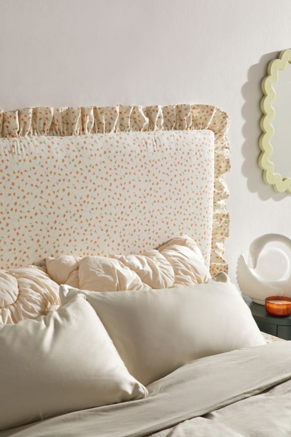 Slide View: 1: Amie Floral Ruffled Wall Mounted Headboard