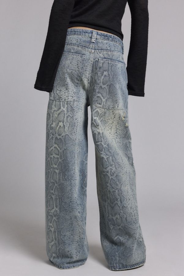 Slide View: 2: The Ragged Priest Scale Snakeskin Print Slim Sweeper Jean