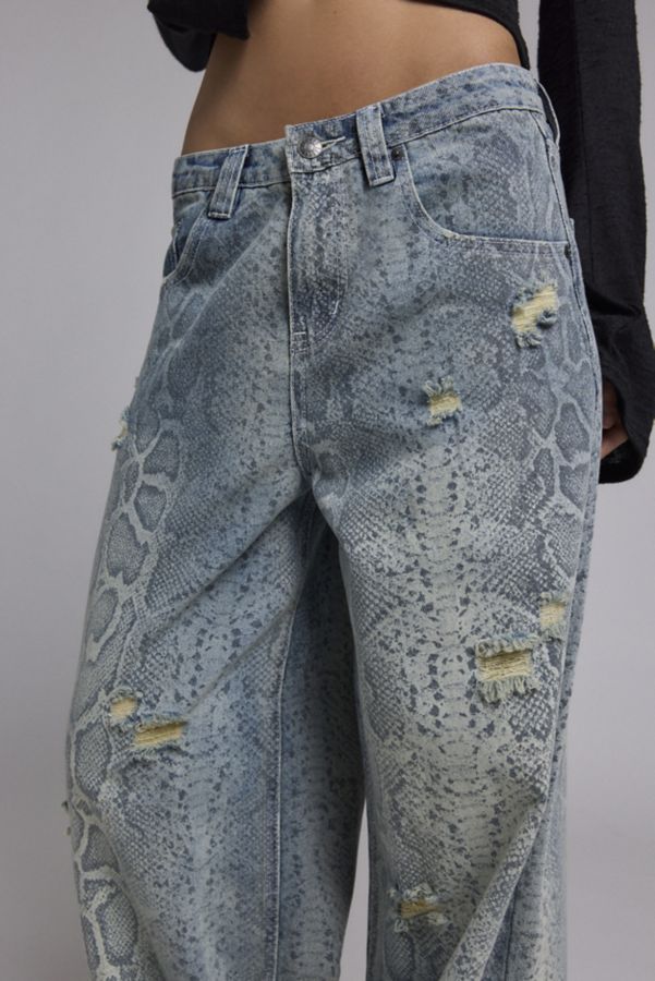 Slide View: 4: The Ragged Priest Scale Snakeskin Print Slim Sweeper Jean