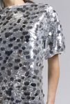 Thumbnail View 3: Glamorous Silver Paillette Sequin Mockneck Mini Dress