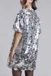 Thumbnail View 4: Glamorous Silver Paillette Sequin Mockneck Mini Dress