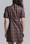 Thumbnail View 4: Glamorous Brown Plaid Tie-Front Mini Dress