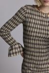 Thumbnail View 3: Daisy Street Shirred Plaid Long Sleeve Mini Dress