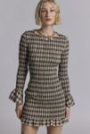 Thumbnail View 1: Daisy Street Shirred Plaid Long Sleeve Mini Dress