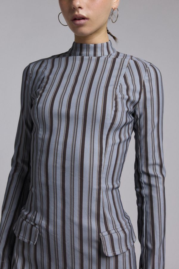 Slide View: 2: Daisy Street Pinstripe Mockneck Tailored Mini Dress