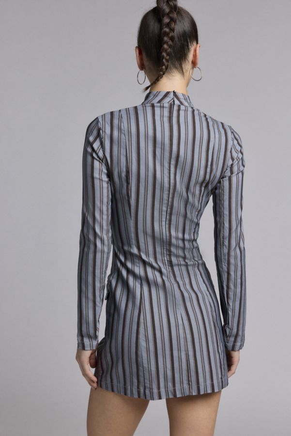 Slide View: 3: Daisy Street Pinstripe Mockneck Tailored Mini Dress