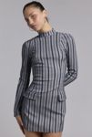 Thumbnail View 1: Daisy Street Pinstripe Mockneck Tailored Mini Dress