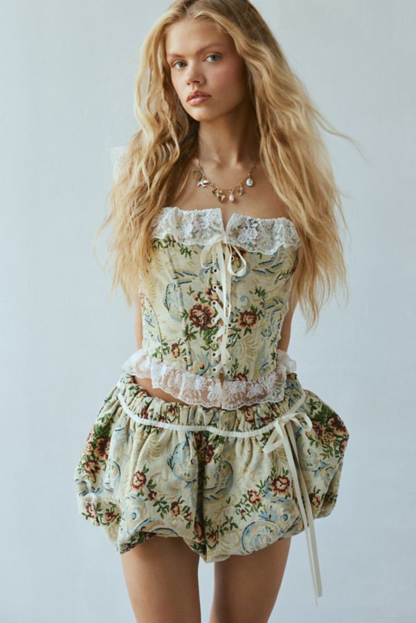 Slide View: 3: Jupe Mini Bouffante Baroque Jacquard For Love & Lemons