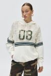 Thumbnail View 1: BDG Bobbie Varsity Graphic Spliced Lace Hoodie Sweatshirt