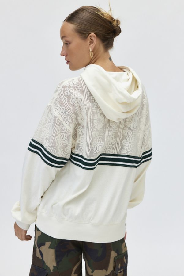 Slide View: 3: BDG Bobbie Varsity Graphic Spliced Lace Hoodie Sweatshirt