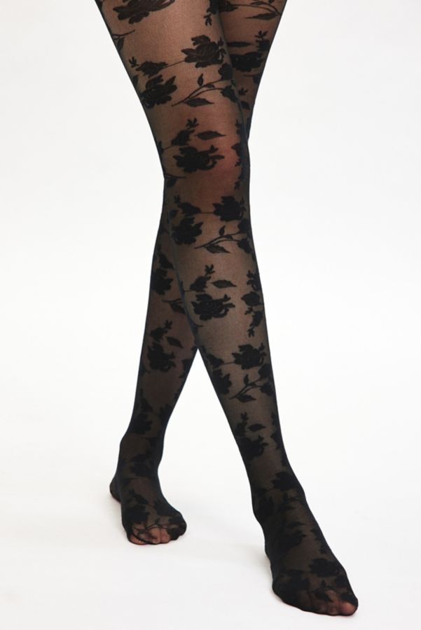 Slide View: 1: Collants en Dentelle Rose