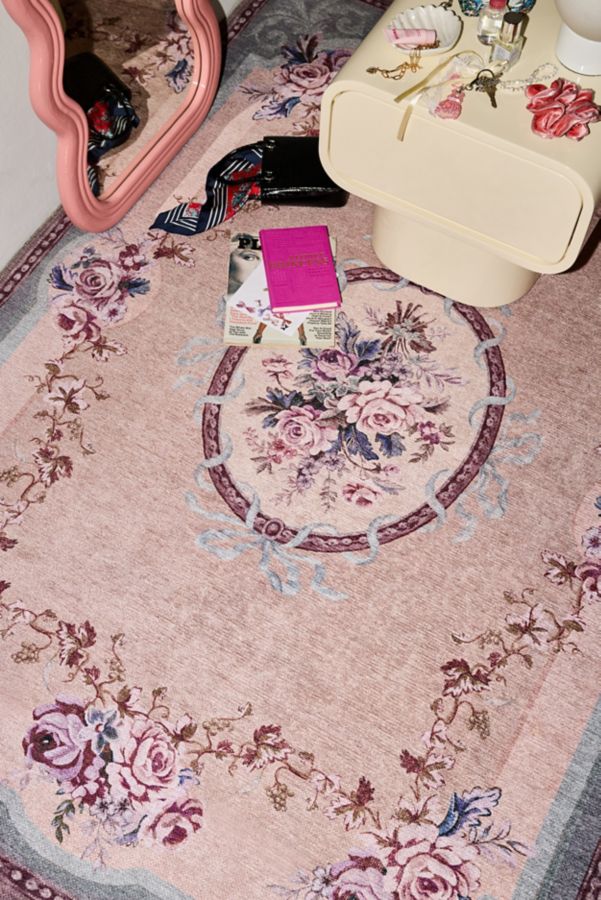 Slide View: 2: Antoinette Floral Digital Printed Washable Rug