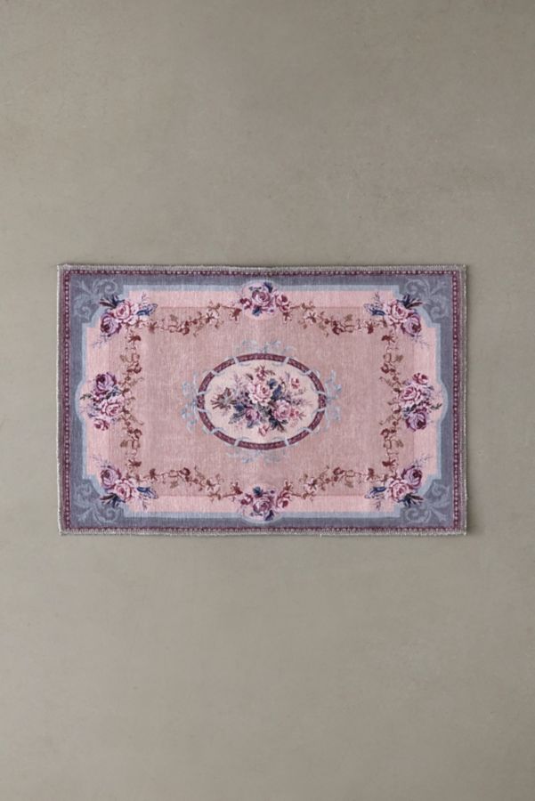 Slide View: 4: Antoinette Floral Digital Printed Washable Rug