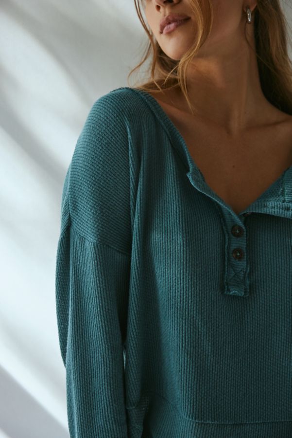 Slide View: 3: Out From Under Slouchy Waffle Knit Long Sleeve Tee