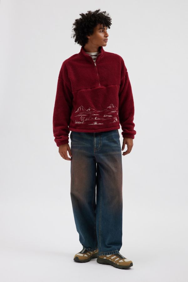 Slide View: 3: BDG Scotty Chainstitch Fleece Half-Zip Mock Neck Sweatshirt