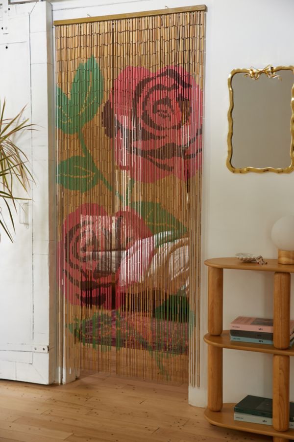 Slide View: 1: Rose Bamboo Beaded Curtain